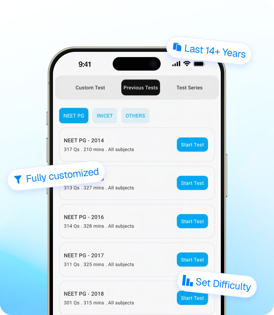 Reflex NEET PG app running a timed five-section mock test