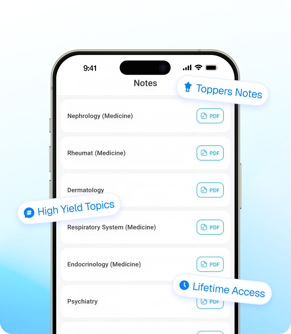 Reflex NEET PG app showing saved notes and bookmarked questions for spaced revision
